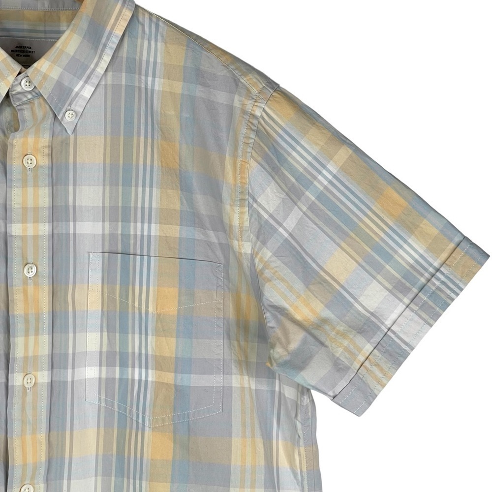 Jack Spade Shirt Mens Large Plaid Print Button Up Cotton Spring Short Sleeve - Picture 4 of 16